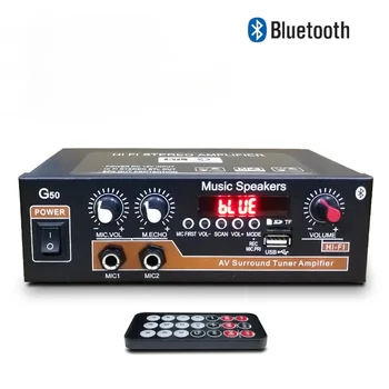 Усилитель звука G50 Bluetooth Digital Audio Amplify 2.0 Канал Поддерживает USB TF Микрофон RCA FM-радио Импорт переменного тока 110 В/220 В  5