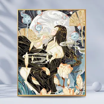 Цифровая картина маслом Guofeng Gufeng, ручная роспись маслом, собранный цветок, украшение гостиной, спальни, картина, украшение штата Прилив  5