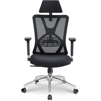 Эргономичное Офисное кресло Ticova - Рабочее Кресло с Высокой спинкой, регулируемой поясничной опорой, подголовником и 3D Металлическим подлокотником - Качание на 130 °  10