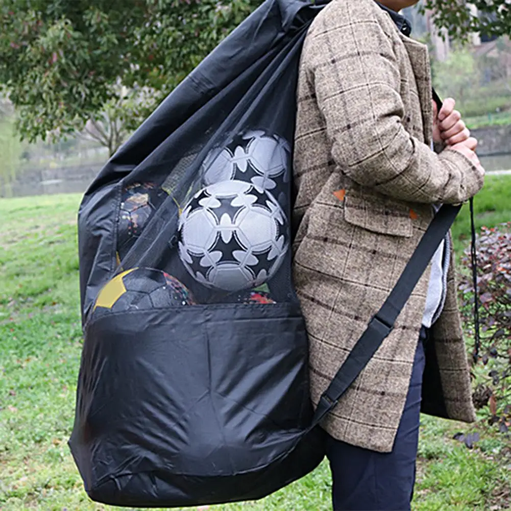 Сетчатая сумка для хранения футбола сверхбольшой емкости, регулируемая водонепроницаемая сумка для баскетбола, волейбола, сумки для спортивных мячей