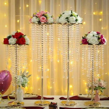 10 ШТ. Металлическая подставка для цветов, акриловые дорожные поводки, центральное украшение для свадьбы, домашняя гостиничная ваза, украшение стола  5