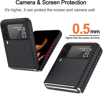 100% Настоящий Чехол Из Углеродного Волокна Для Samsung Galaxy Z Flip 4 3 Case Ультратонкий Тонкий Арамидный Матовый Легкий Жесткий Чехол  5