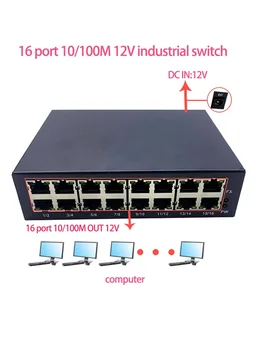 16 портов 10/100 М постоянного тока в 12 В промышленный модуль коммутатора Ethernet для школы, торгового центра, промышленной зоны, торгового центра  2