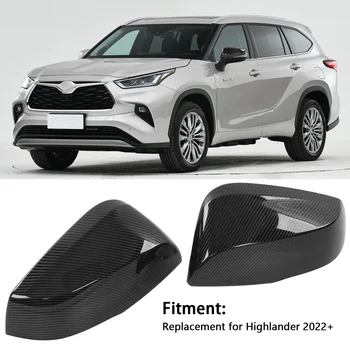 2 шт., крышка зеркала заднего вида из углеродного волокна, корпус дверного зеркала, замена крышки бокового зеркала автомобиля для Toyota Highlander 2022+  5