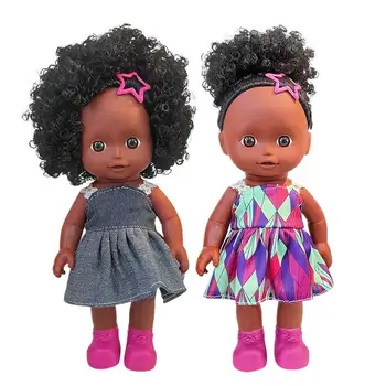 27 см Черная Африканская Черная Кукла-Реборн, полностью силиконовые Виниловые детские куклы, Африканская кукла, игрушка для красивой девочки, куклы-Реборн в платье  5