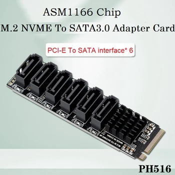 2X PCIE-SATA 6Gpbsx6-портовая карта расширения + кабель SATA M.2 MKEY PCI-E Riser Card M.2 NVME-SATA3.0 Поддержка ASM1166 PM  10