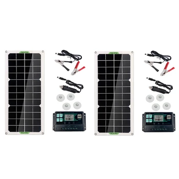 2X Солнечная панель мощностью 30 Вт, автомобильный фургон, лодка, автофургон, кемпер, портативное зарядное устройство на 12 В с контроллером 100A  5