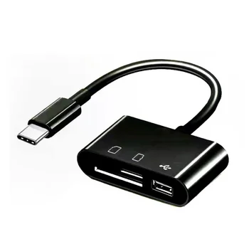 3 In1 Type-C Micro-USB SD TF Телефон OTG Card Reader Адаптер SD Card Reader для Samsung Galaxy для Планшета, Черный  1