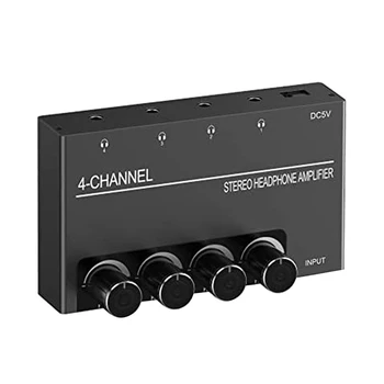 4-канальный стереоусилитель для наушников с 4 выходами для наушников 3,5 мм и аудиовходом 3,5 мм  0