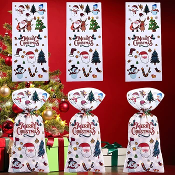 50шт Рождественский мешок конфет Санта-Клауса, Веселые рождественские украшения для дома 2024 Рождественский орнамент, сумки для новогодних подарков на Рождество  5