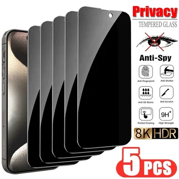 5шт Защитная пленка для экрана Конфиденциальности для iPhone 14 15 Pro Max 15 14 Плюс Антишпионское Закаленное Стекло для iPhone 13 11 PRO XS MAX 12 Mini XR  5