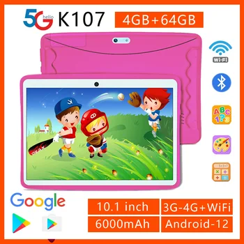 BDF Android12 Детские Планшеты 10,1 Дюйма 4 ГБ + 64 ГБ Wifi + 3G 4G Lte Интернет Google Play Планшеты для Детей, Студентов, Образовательный Подарок  1