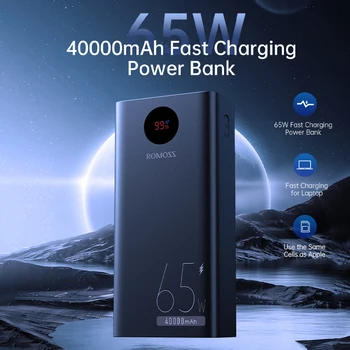 ROMOSS PD 65 Вт Power Bank 40000mAh Внешний Аккумулятор Быстрая Зарядка USB C Мощный Портативный Powerbank для Ноутбука Xiaomi 13 iPhone 14  5
