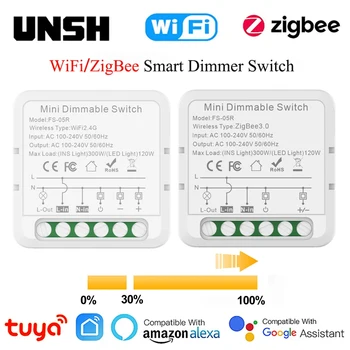 Tuya ZigBee WiFi Smart Dimmer Switch Модуль Smart life Control Breaker Работает с Яндексом Alexa Alice Google Home Need Neutral  10