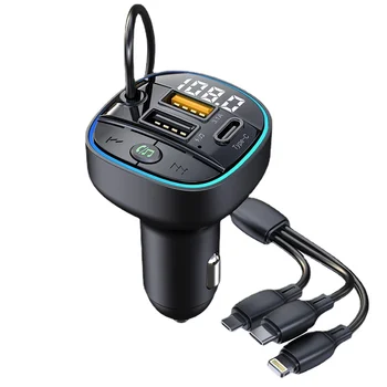Автомобильный MP3-плеер Bluetooth C35 с функцией громкой связи, FM-передатчиком, кабелем от 1 до 3, быстрым автомобильным зарядным устройством - все в одном  10