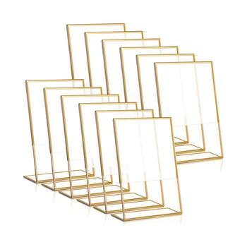 Акриловый держатель знака в золотой рамке 12шт, вертикальный 4x6 дюймов  5