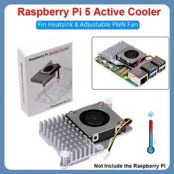 Активный радиатор Raspberry Pi 5 турбовентилятор Активный кулер Вентилятор охлаждения с регулируемой скоростью вращения металлический радиатор радиатора для RPI 5 Оригинал  4