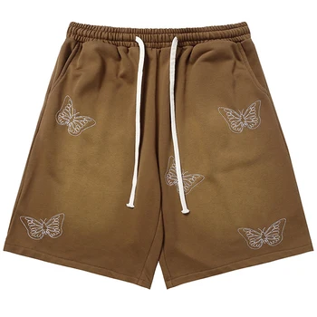 Американские уличные Ретро-шорты с вышивкой бабочек в стиле граффити, Летние Спортивные Прямые повседневные мужские брюки в стиле хип-хоп, Новинка  5