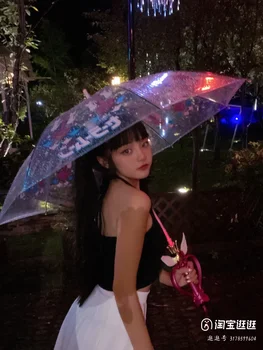 Аниме Сейлор Мун Периферийная волшебная палочка Лунный зонт со светодиодной подсветкой Прозрачный зонт костюм реквизит для косплей-шоу Подарочные Игрушки  0