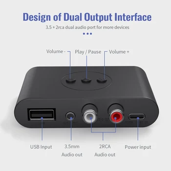 Аудиоприемник 5.0, совместимый с NFC Bluetooth, с микрофоном 3,5 мм, разъемом для U-диска AUX USB, беспроводной адаптер стереомузыки для динамика автомобильного комплекта  5