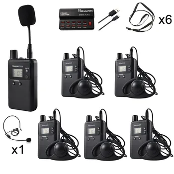 Беспроводная система Whisper Tour Guide 1 передатчик с 2 микрофонами, 5 приемников с 5 наушниками, 1 зарядное устройство с 10 кабелями  5