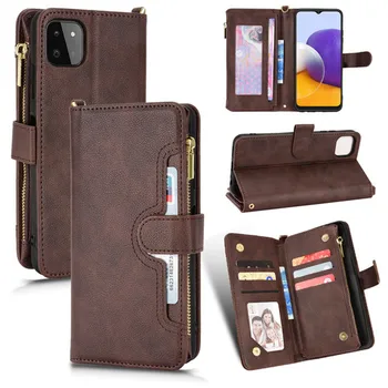 Для Samsung Galaxy A22 5G Чехол Роскошный чехол-бумажник из искусственной кожи на молнии, модные сумки для Samsung A22 4G  4