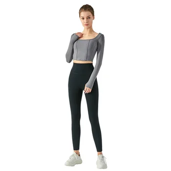 Женская футболка для йоги с внутренней подкладкой, топ для бодибилдинга и йоги, спортивная одежда Dry fit, спортивная одежда для тренажерного зала, спортивная одежда для тренировок.  5