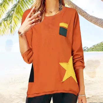 Женская футболка с базовым слоем в стиле пэчворк в цветном блоке  5