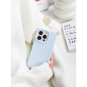 Жидкий силиконовый чехол для телефона Небесно-голубой Ударопрочный мягкий защитный чехол для iPhone для iPhone 12 13 14 Pro Max, аксессуары для обложек  5