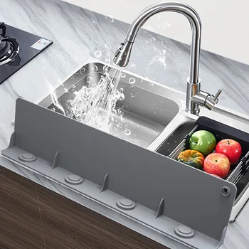 Защита от брызг кухонной раковины, столешницы, Силиконовая защита от брызг воды с присоской, защита от разбрызгивания посуды, перегородка для мытья посуды  10