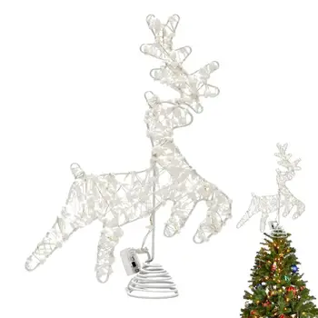 Звезда на верхушке дерева со светлой железной мультяшной звездой, Рождественская елка с подсветкой, Рождественские украшения для обеденного стола  5