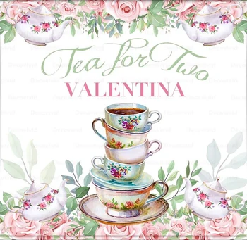 Изготовленные на заказ чашки для чаепития, Розовые цветы, Сад в деревенском стиле, фон для дня рождения  5