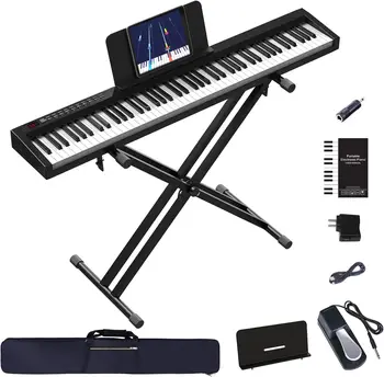 Клавишное пианино, 88 клавиш, полувзвешенная клавиатура электрического пианино с функцией Bluetooth MIDI, портативная клавиатура пианино с подставкой,   5