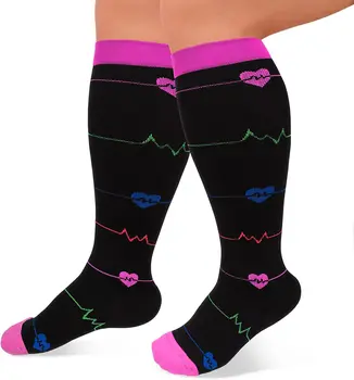 Компрессионные носки для женщин, мужчин, Варикозное расширение вен, до колена, от усталости, обезболивающие, спортивные чулки, носки для медсестер от отеков, большие размеры  5