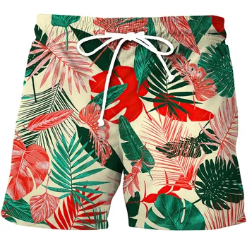 Короткие брюки с 3D принтом Tropics Plant, мужские и женские Летние пляжные шорты, Шорты для серфинга на Гавайях, Повседневный купальник Homme Высокого качества  1