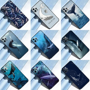 Красивый чехол для телефона с изображением синего кита для iPhone 14 15 13 12 11 Pro Max mini XR X XS Max 7 8 Plus SE 2020 Задняя крышка  5