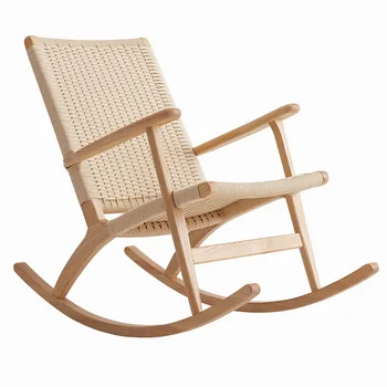 Кресло-качалка с высокой спинкой из массива дерева, кресло-качалка, плетение из ротанга в скандинавском стиле, японское кресло из ротанга, кресло для пожилых людей из массива дерева,  5