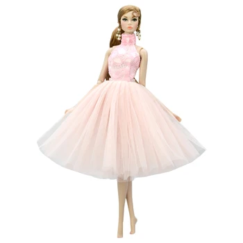 Кукла NK 1 шт., современная юбка для новобрачных, Свадебное платье, Розовое кружевное платье, повседневная одежда для вечеринки, аксессуары для куклы Барби, Игрушка  5