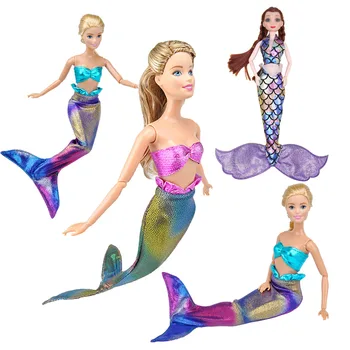 Кукольный купальник русалки, платье с рыбьим хвостом, костюм Русалки, кукольная одежда для куклы Барби, аксессуары для кукол, игрушки для переодевания девочек  5