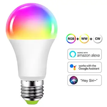 Лампочка для умного дома Tuya 15W WiFi, светодиодная лампа E27 RGB с регулируемой яркостью с приложением Smart Life, голосовое управление для дома, Alexa  10