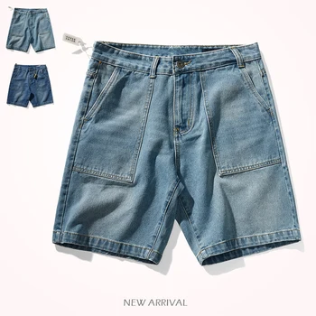 Летние Новые японские джинсовые шорты в стиле ретро, Мужская мода, выстиранные тяжелой Промышленностью Старые Свободные Повседневные Прямые джинсовые брюки с 5 точками  5