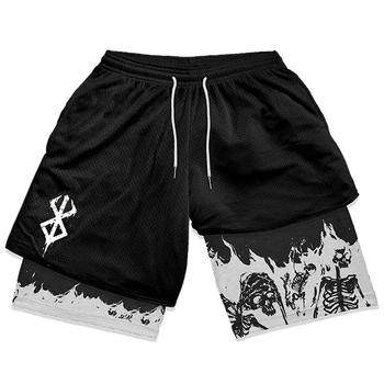 Летняя мужская уличная одежда Y2K в стиле Аниме с высокой талией, дышащие шорты для спортзала, одежда для тренировок, спортивные шорты для фитнеса  10