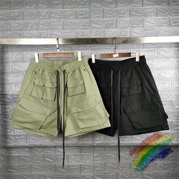 Лоскутные шорты-карго с несколькими карманами, мужские и женские винтажные шорты с завязками высокого качества  4