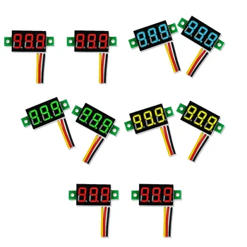 Мини-дисплей вольтметра постоянного тока 3-проводной тестер напряжения постоянного тока 0-100 В 10ШТ 0,28-дюймовая светодиодная панель 4 Комбинированных цвета  5