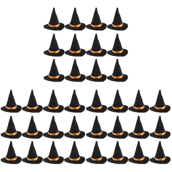 Мини-шляпа ведьмы, украшения для бутылок на Хэллоуин, аксессуары для вечеринок, крошечные шляпки, кепки, обеденный стол  5