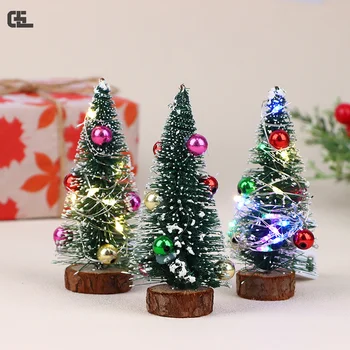Миниатюрная рождественская елка в кукольном домике со светодиодной подсветкой, Рождественские украшения для кукольного домика, Аксессуары  5