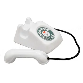 Миниатюрный винтажный белый настольный телефон Odoria 1: 12, свободный с приемником, Ретро Проводной телефонный номер, Аксессуары для кукольного домика, декор  5