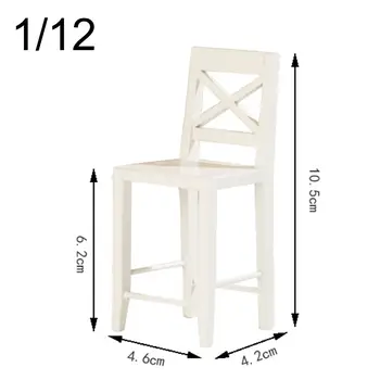 Модель мебели, аксессуары для моделирования деревянного миниатюрного стула, модель стула 1: 12, 1/12, мини-деревянный стул для столовой  2
