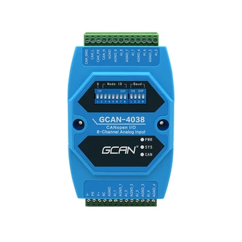 Модуль сбора аналоговых данных интерфейса CANopen GCAN-4038 объединяет 1 стандартный интерфейс CANopen и 8 аналоговых параметров  5