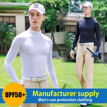 Мужская УФ-рубашка с длинными рукавами, солнцезащитная футболка для гольфа, высокоэластичное нижнее белье, Ледяной шелк, крутая одежда для гольфа, одежда для гольфа Для мужчин  2